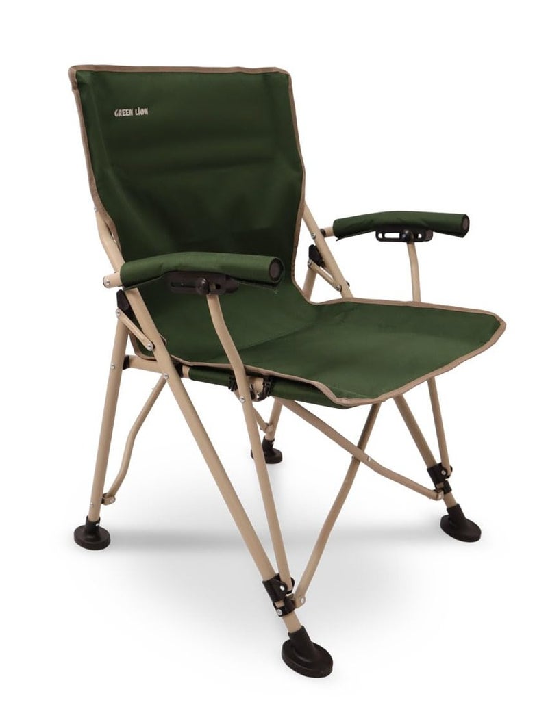 جرين ليون كرسي تخييم خارجي مع حقيبة حمل سهل الحمل، تصميم قابل للطي، مناسب للتخييم، سعة تحميل 150 كجم، جيب لحمل الزجاجة، مادة أكسفورد 600D، سعة تحميل عالية، مادة عالية الجودة، هيكل موثوق، متين، استمتع بالتخييم، كرسي سفر، الأفضل للسفر، التخييم، والأنشطة الخارجية - أخضر داكن - Image 1